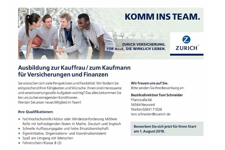 Zurich Versicherung - Ausbildung zur Kauffrau / zum Kaufmann